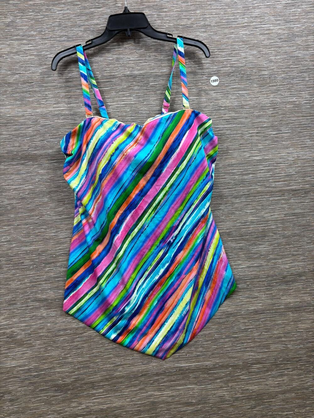 Swimsuit For All Tankini Swimsuit Top Womens Size 18 Multicolor Stripe Plus